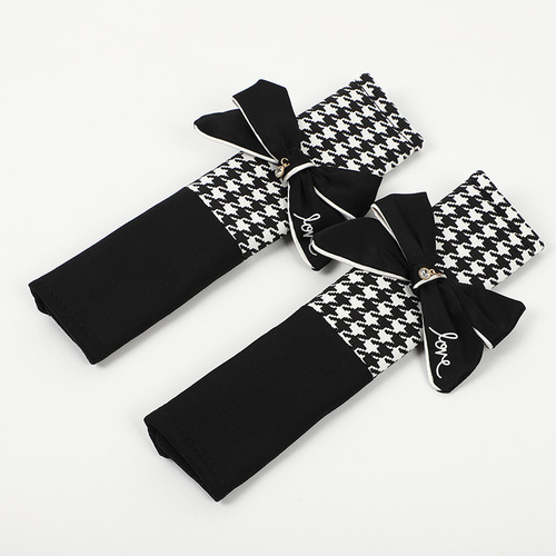 Car seat belt shoulder pads, houndstooth bow, car seat belt shoulder pads, fashionable anti-stranglehold car supplies