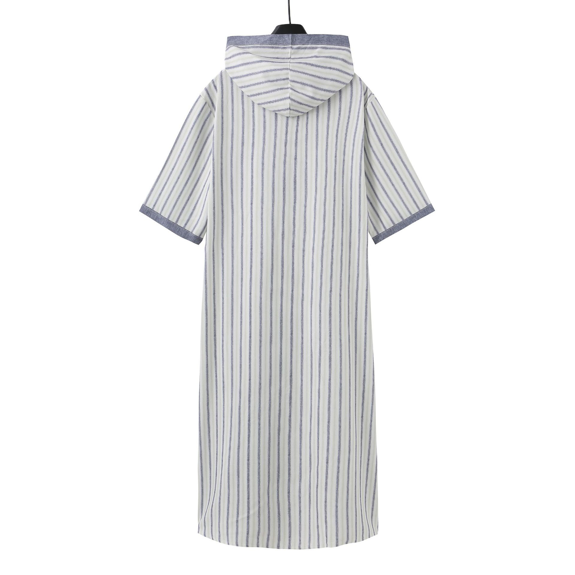 Middle Eastern Hooded Thobe For Men With Zipper Short Sleeved_voghion.com