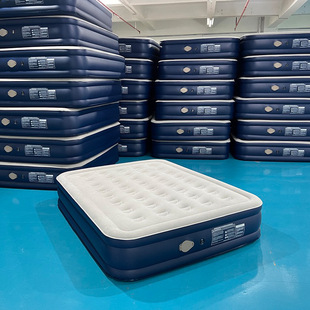 Factory Customized 40cm Blue and White Pvc Automatic Inflatable Double Air Bed Lithium Battery Storage Pump Inflatable Mattress