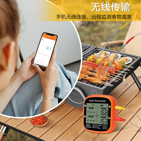 Smart graffiti Bluetooth APP barbecue thermometer Kitchen four -pin…