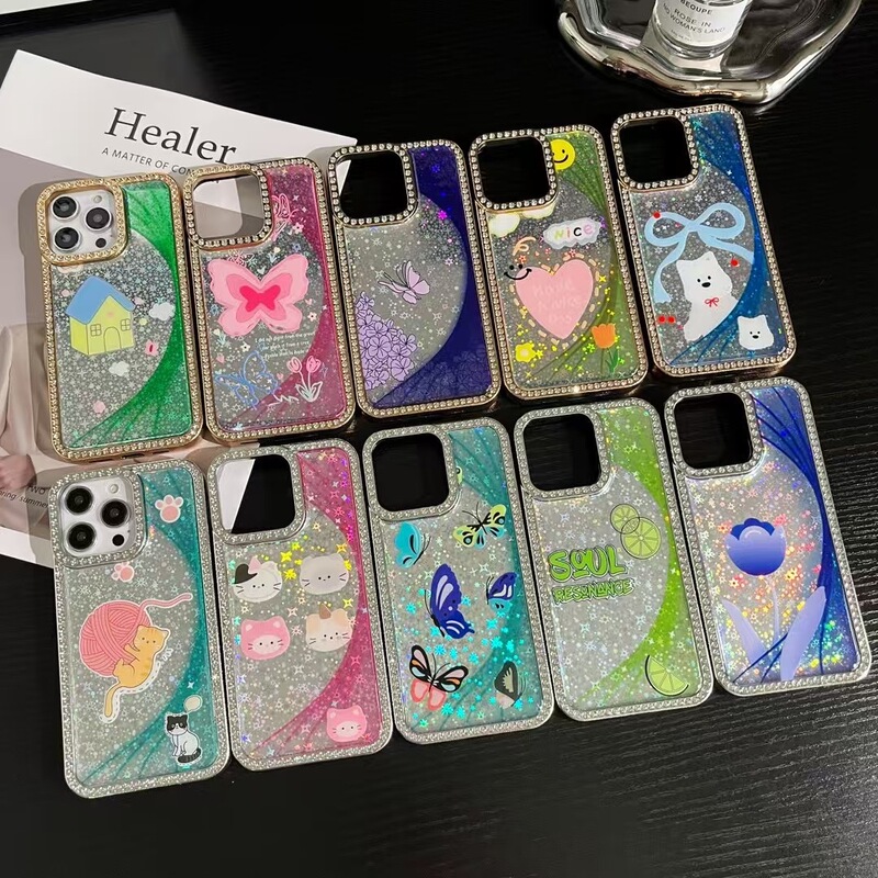Apple 16 Transparent Mobile Phone Case Glitter Iphone15/14 All-Inclusive Diamond Bow Suitable for Xsmax Soft Rubber Case