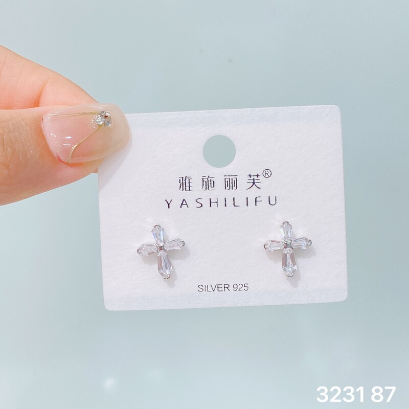 Yashilifu s925 スターリングシルバー新しい絶妙な小さなジルコン光沢のあるイヤリングシンプルで多用途の女性のイヤリング|undefined