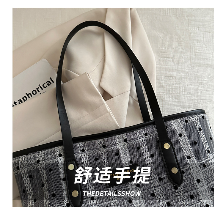 Fashionable large-capacity tote bag for women, new autumn 2024 collection, casual retro single-shoulder bag, commuter handbag, cross-border bag undefined