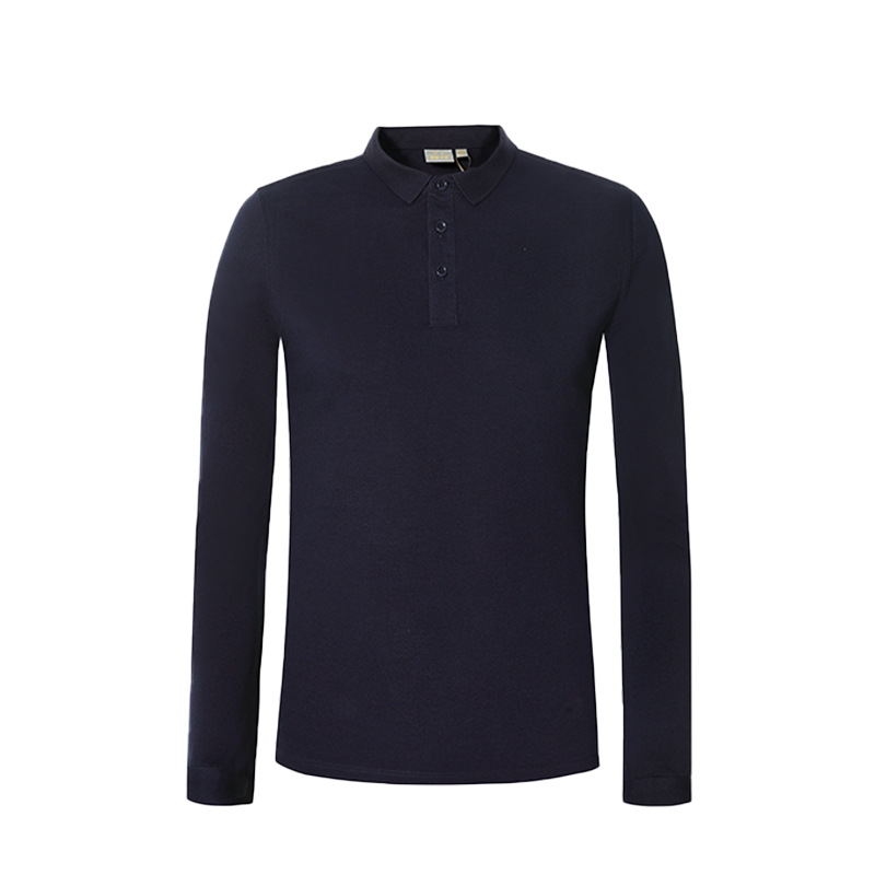 32 perlas de algodón peinado de alta gama para hombres mangas largas collar T-shirt de negocios polo ropa de trabajo personalizada al por mayor