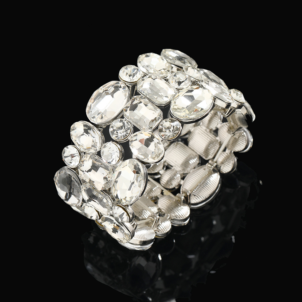 Oval Pattern Women's Gender Simple Style Oval Rhinestones Alloy Wholesale Bracelets