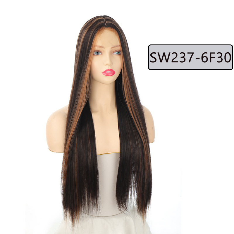 parrucche moda donna pizzo frontale capelli lunghi lisci 70cm280g seta ad alta temperatura fibra chimica morbida traspirante_voghion.com
