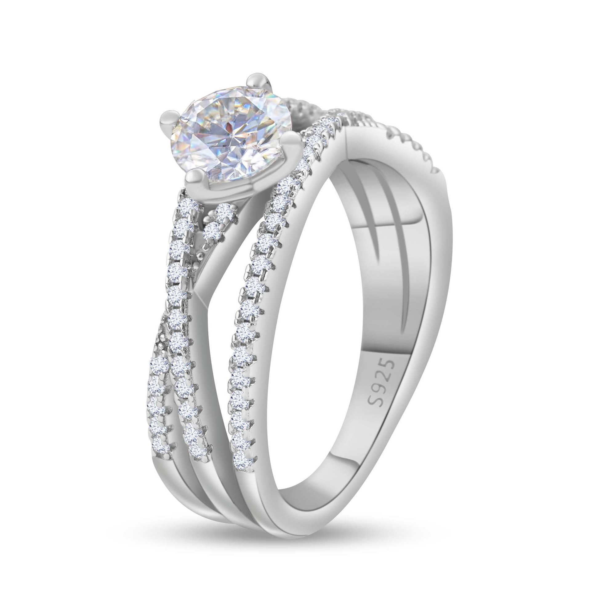 Anillo de piedra de moissan mujer 925 plata esterlina chapado en oro pt950 quilates anillo Sansheng III fabricantes al por mayor transfronterizos en vivo