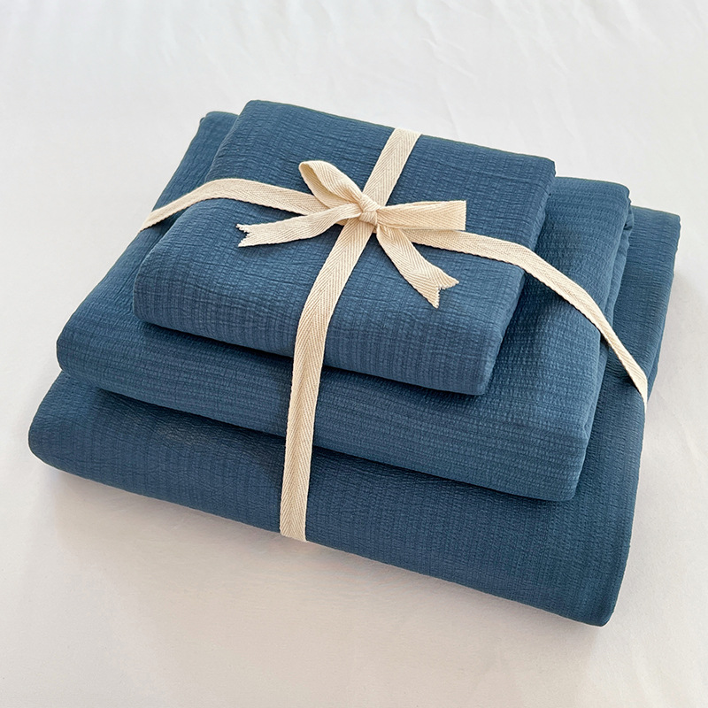 Juego de Ropa de Cama Youyixin de Doble Capa de Gasa de Color Sólido de Cuatro Piezas, Funda Nórdica, Sábana, Estilo Sábana Ajustable, Juego de Tres Piezas para Dormitorio Individual de Estudiantes, Tela Cepillada.