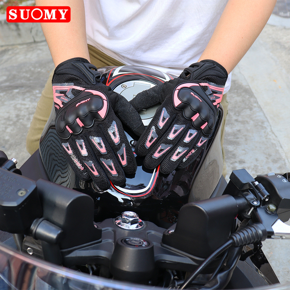 Manufacturer Suomy Motorcycle Touchscreen Gloves, Thin Mesh Breathable, All-Season Motorcycle Racing Anti-Fall Protection Full-Finger Gloves