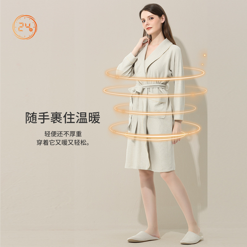 Meiyabei jacquard rejilla Otoño e Invierno camisón de las mujeres traje de pijamas traje de lana forrado espesado almacenamiento de calor puede salir el hogar desgaste