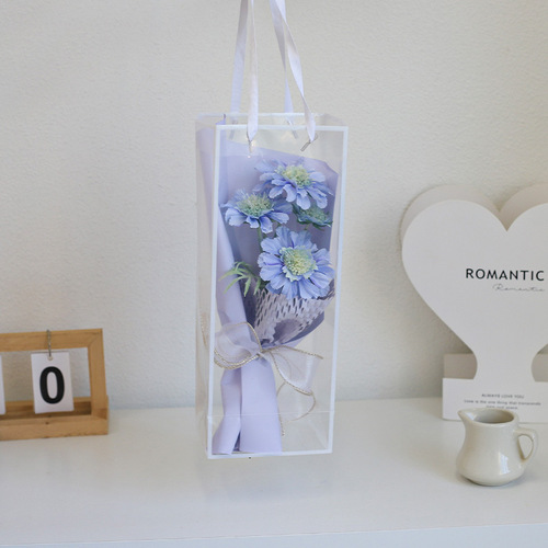 Holiday Goddess Day transparent single handle tote bag border single bouquet small bouquet gift bag red wine gift bag