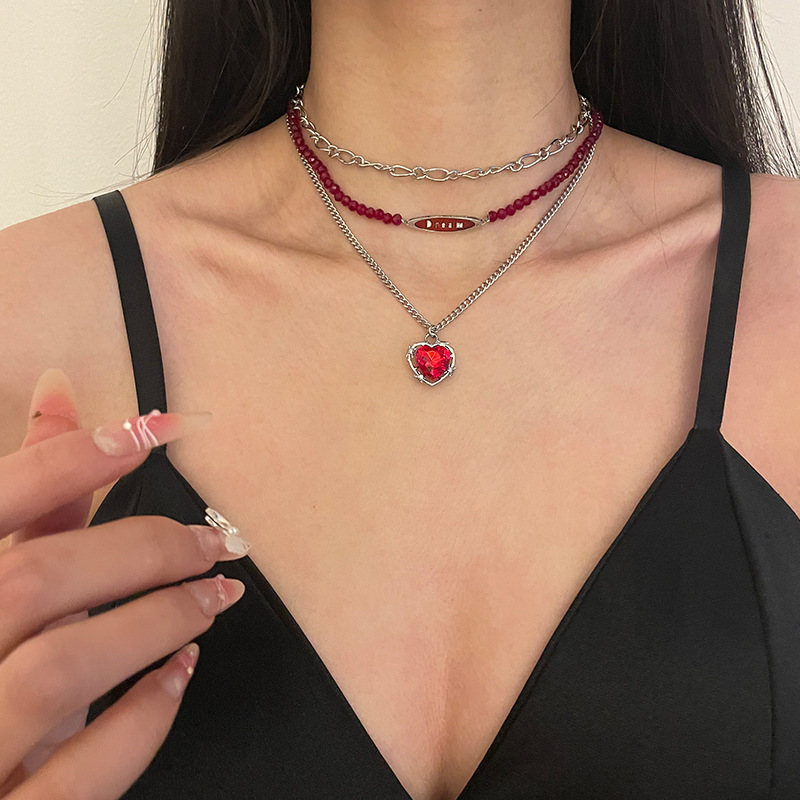 All Seasons Season Vacation Classic Style Heart Shape Alloy Layered Necklaces Wholesale