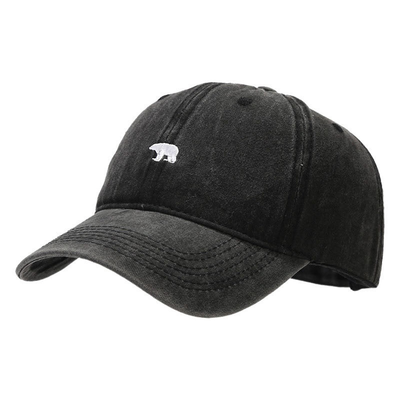 Oso de moda de las mujeres bordado gorra de béisbol del todo fósforo gorra de sol ocasional de los hombres gorra de pico retro lavada europea y americana
