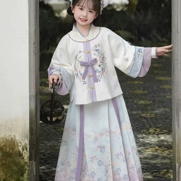 Girls' Ancient Style Horse-Face Dress Set, Children's 2026 Winter New Chinese-Style Ming Dynasty Long-Sleeve Traditional Princess Dress, Factory Wholesale