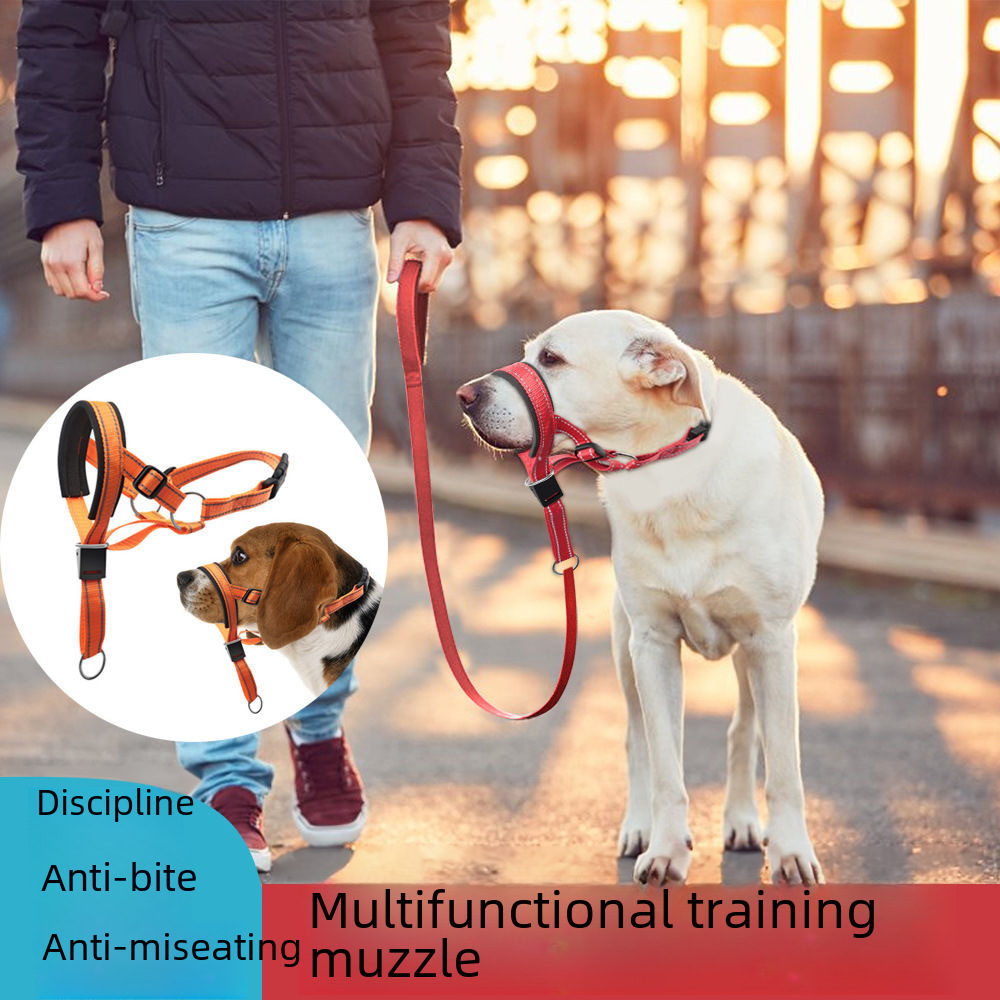 牽引狗嘴套訓練帶 鼻環訓犬防暴沖拉狗牽引繩 可調節防咬鼻毛面罩