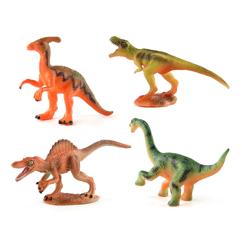 Serie de mini dinosaurios simulados de Amazon: Triceratops, Estegosaurio, Velociraptor, Pterodáctilo, Therizinosaurus, conjunto de modelos estáticos.