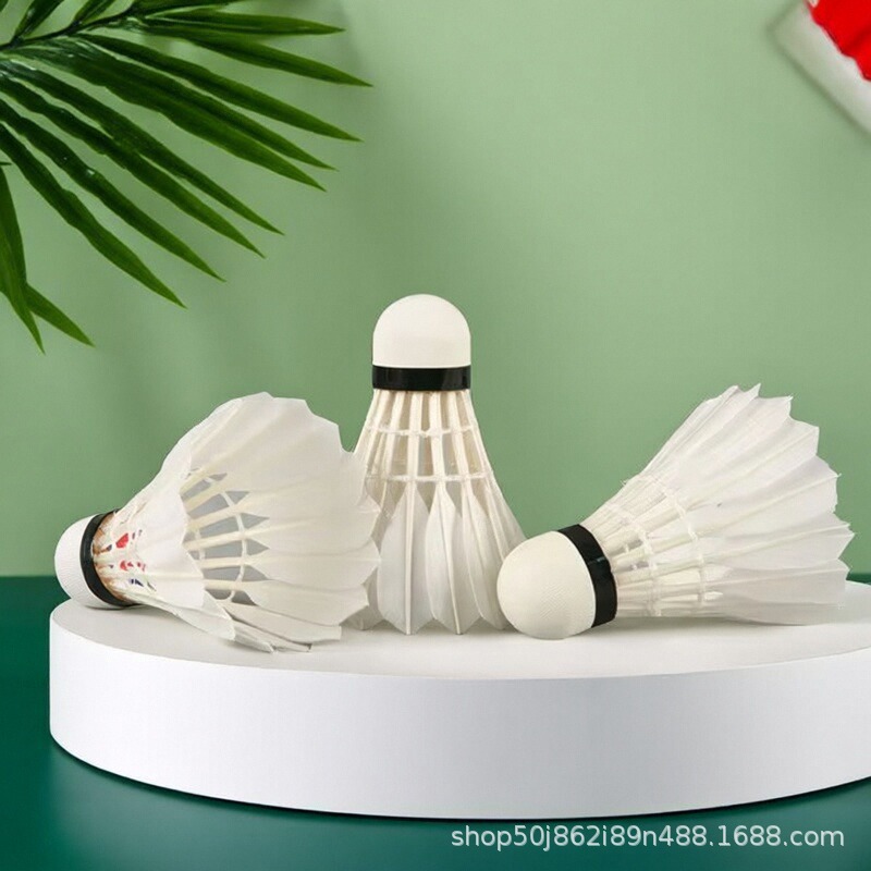 Badminton Durable Training Ball Competition Entertainment Ball Cost-Effective White Durable Goose Feather Badminton