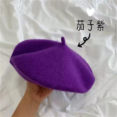 新しい秋と冬の女性の帽子韓国スタイル無地ファッションドーム立体ウールベレー帽カボチャ英国画家|undefined