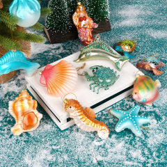 クリスマス装飾品彩色工芸ガラスペンダント海洋シリーズクリスマスツリーペンダント部品ショーウインドーシーン配置