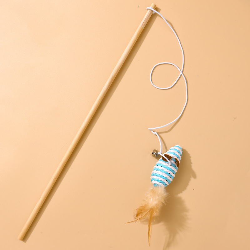 Juego de Varitas de Plumas para Gatos de Cuerda de Cáñamo Con Plumas y Cascabel para Gatos