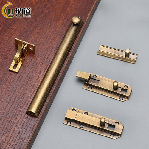 Chinese cabinet door brass latch window door bolt door buckle concealed door latch bronze old-fashioned retro wooden door lock