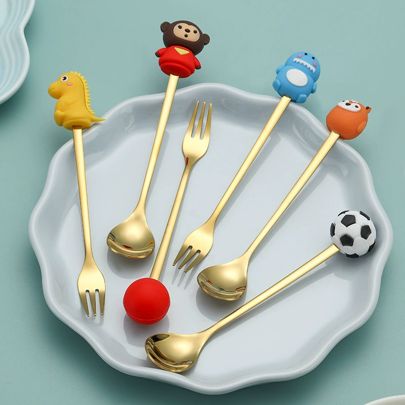 Мультяшная милая десертная палочка-миксер из нержавеющей стали, кукла, столовые приборы, ложка