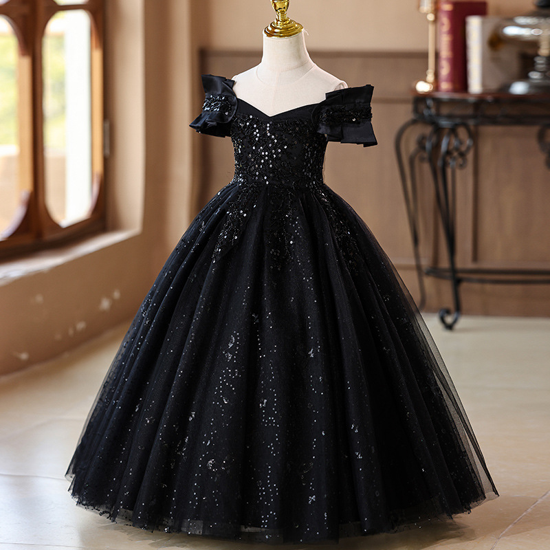 Vestido de princesa vestido de niña de hilo hinchado princesa estilo vestido de niños vestido de novia traje de piano de niña de flores de estilo occidental