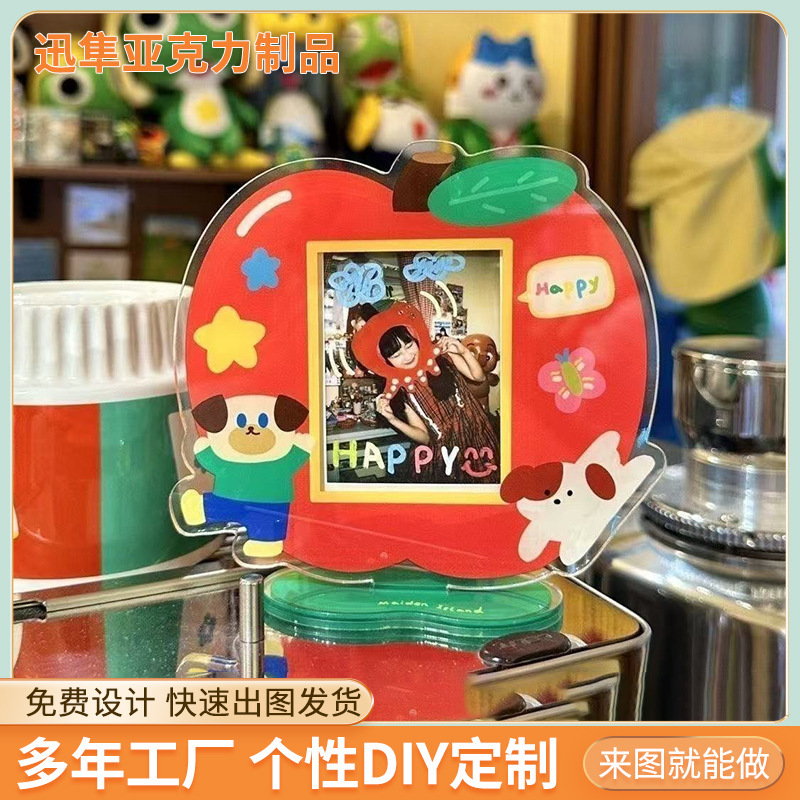Piglet Puppy Apple Polaroid 3inch Small Card Acrylic Photo Frame Stand Celebrity Desktop Ornament Cartoon