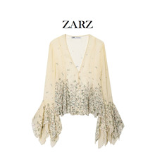 ZARZ 自制 欧美风 新款女装 洋气 时髦 百搭真丝印花衬衫3752858