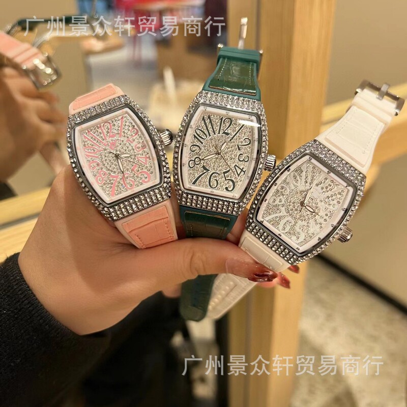 Cross-Border E-Commerce Foreign Trade Watch, Barrel-Shaped Women's Belt, Quartz Diamond Face, Fashion Live Broadcast, Danalen Watch