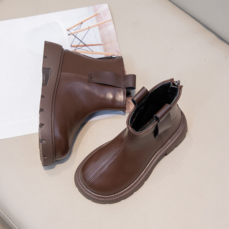 Girls' Boots 2025 New Single Boots Autumn and Winter Kidsren's Short Boots Boots Baby Girl Leather Boots Fashionable Versatile Cotton Boots