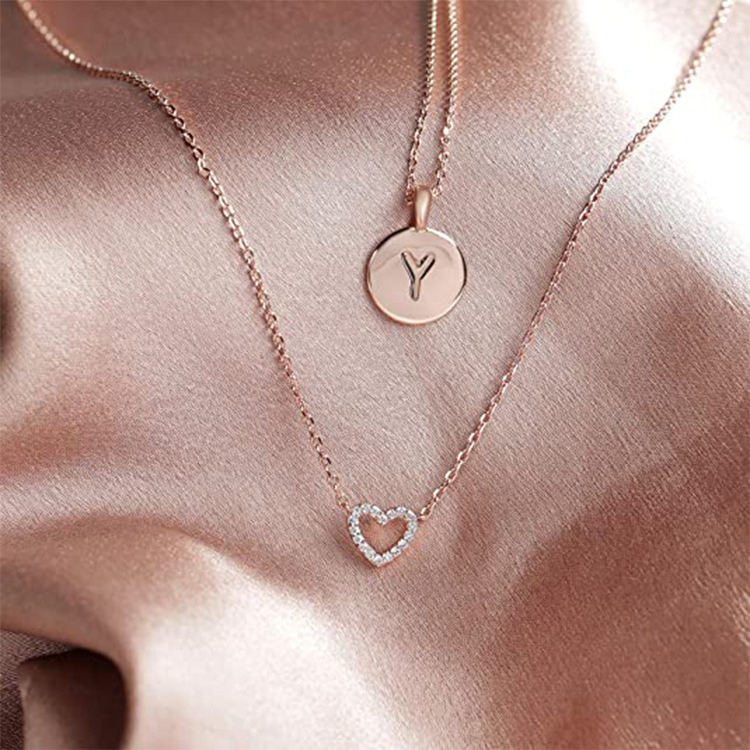 Copper Material Valentine'S Day Festival Sweet Heart Shape Copper Inlay Rhinestones Necklace