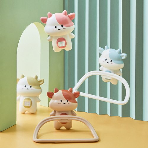 No punching wall-mounted towel rack bathroom children's cartoon cow sucker wall-mounted bathroom rack towel hanging