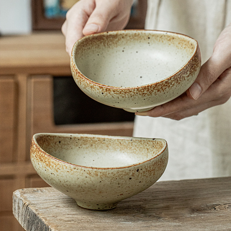 Jimmy estilo antiguo japonés en forma de tazón de 5 pulgadas hecha a mano tazón de ensalada tazón pequeño tazón de restaurante exportación transfronteriza