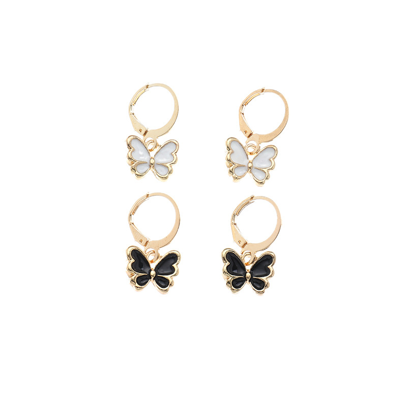 Cross-border Ins Butterfly Girls' Earrings European And American Retro Homemade Alloy Dripping Small Butterfly Ornament display picture 6