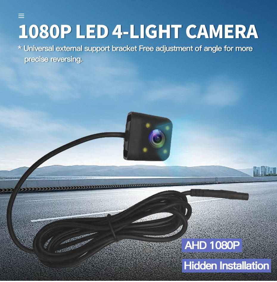 Reversing Camera with Led Lights, High-Definition 1080P, Car-Mounted Reversing Image Camera, Rear View Wide-Angle Front Camera