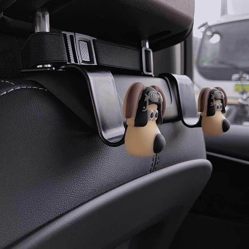 Xiaohongshu mismo estilo jefe perro asiento trasero gancho coche 3D tridimensional coche asiento trasero almacenamiento Decoración