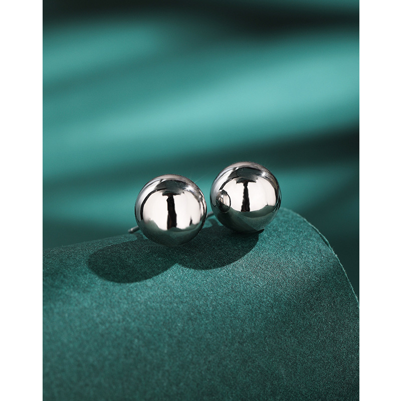 12mm pendientes de Cuentas grandes para las mujeres 925 plata esterlina simple nicho alto sentido 2023 nueva luz de lujo temperamento pendientes