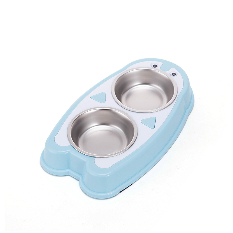 Pet supplies wholesale penguin double bowl dog food bowl plastic…