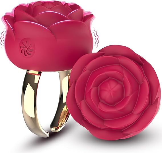 Rose Vibrating Ring 10-Frequency Silicone Couples Massager with Clitoral Stimulation — detail image 8