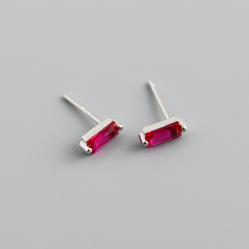 Simple Style Square Sterling Silver Inlay Zircon Ear Studs 1 Pair display picture 14