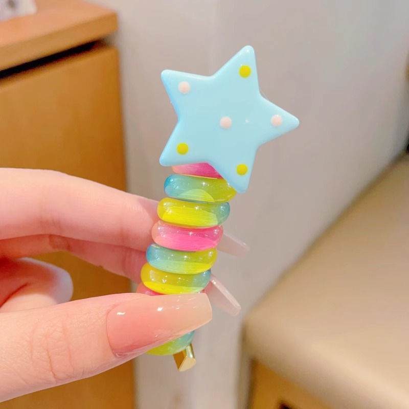 Lindo vestido de cuerda para el cabello rizado, estilo de primavera, artefacto de cabello trenzado sin costuras, línea telefónica recta, cuerda para la cabeza, temperamento, estrella, lazo para el cabello