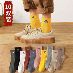 Women's crew sock with plush bear design, cotton, sporty short boat socks, cute cartoon style, wholesale