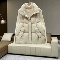 90 белый утиный жилет женский короткий осенний и зимний новый свободный стоячий воротник легкий пуховик жилет куртка коня 3301