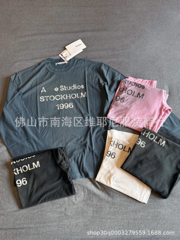 正确版 AC家1996系列复古水洗磨烂脏脏做旧高定版长袖渐变宽松T恤|undefined
