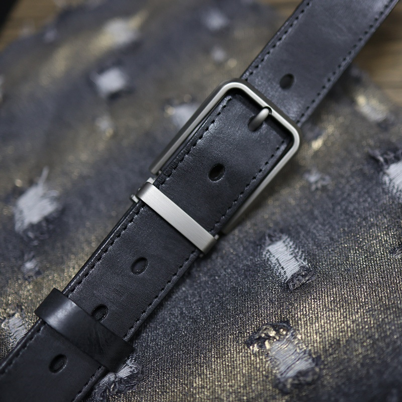 Handmade Top Layer Vintage Vegetable Tanned Pure Cowhide Pin Buckle Men's Workwear Pants Distressed Genuine Leather Belt_voghion.com