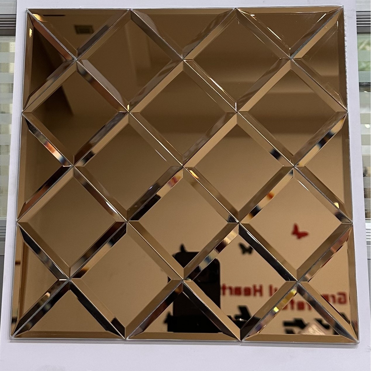 Mirror Mosaic Glass Background Wall Sticker Glass Mirror Tile Edge Wall Sticker Puzzle Living Room Background Wall Simple