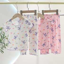 儿童夏季短袖睡衣套装高颜值薄款家居服女童时尚空调服可爱家庭装