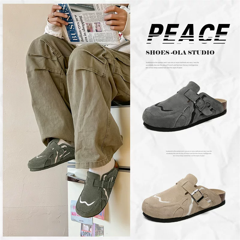 2025 new thick-soled Birken Shoes New Spring and Summer Outdoor Bag-toe Half Slippers One-Steper Retro Soft Sole Boken Shoes