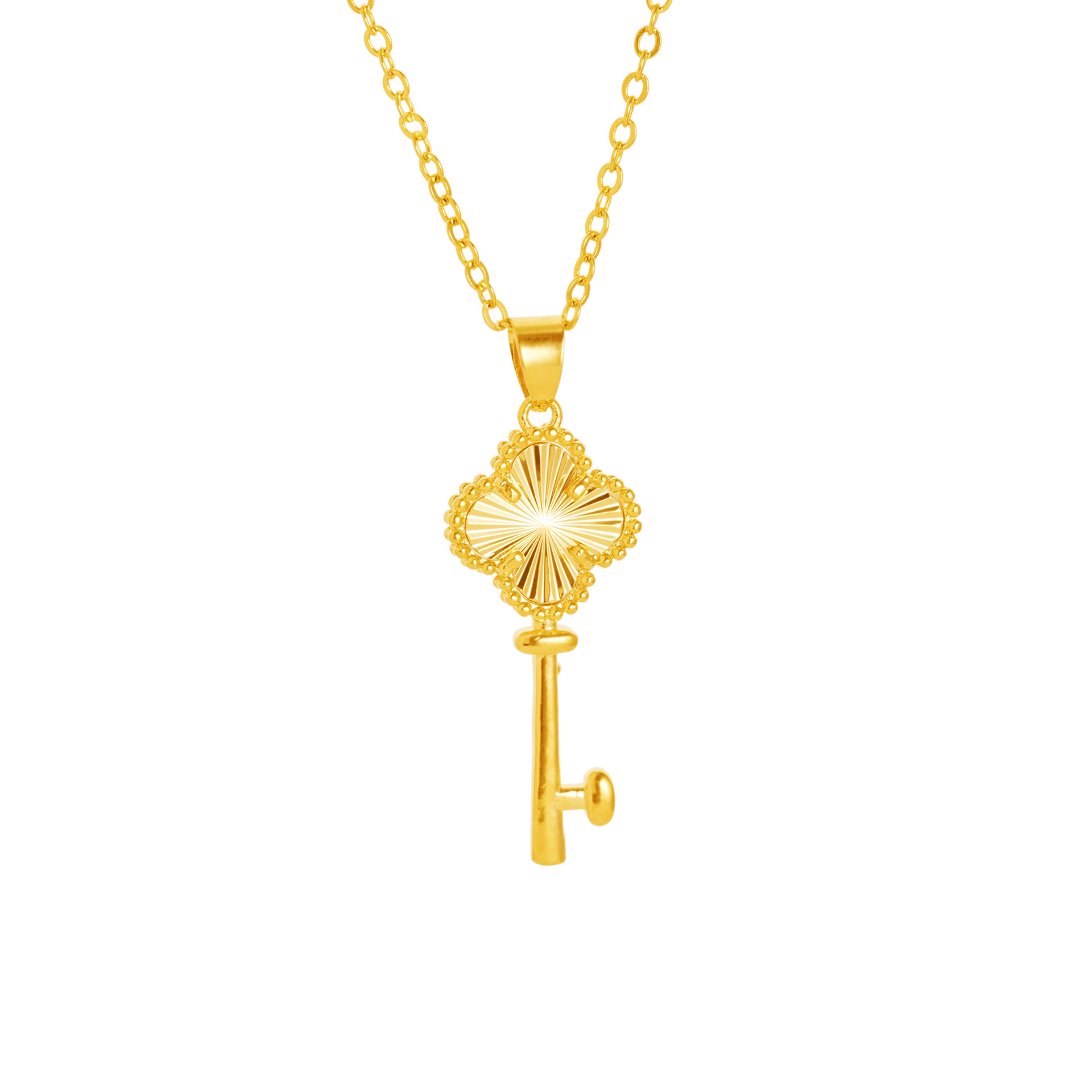 Nuevo trébol de cuatro hojas colgante de oro accesorios DIY nicho femenino Tipo de llave tienda de oro mismo estilo de luz de lujo estilo personalidad todo partido